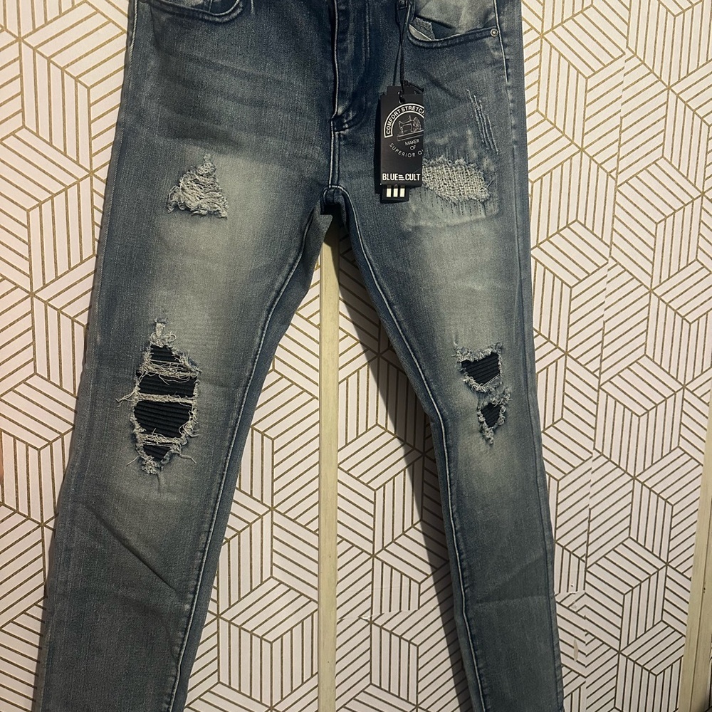 Blue Cult Men’s Distressed Skinny Jeans – Tech Denim – Size 34 – NWT